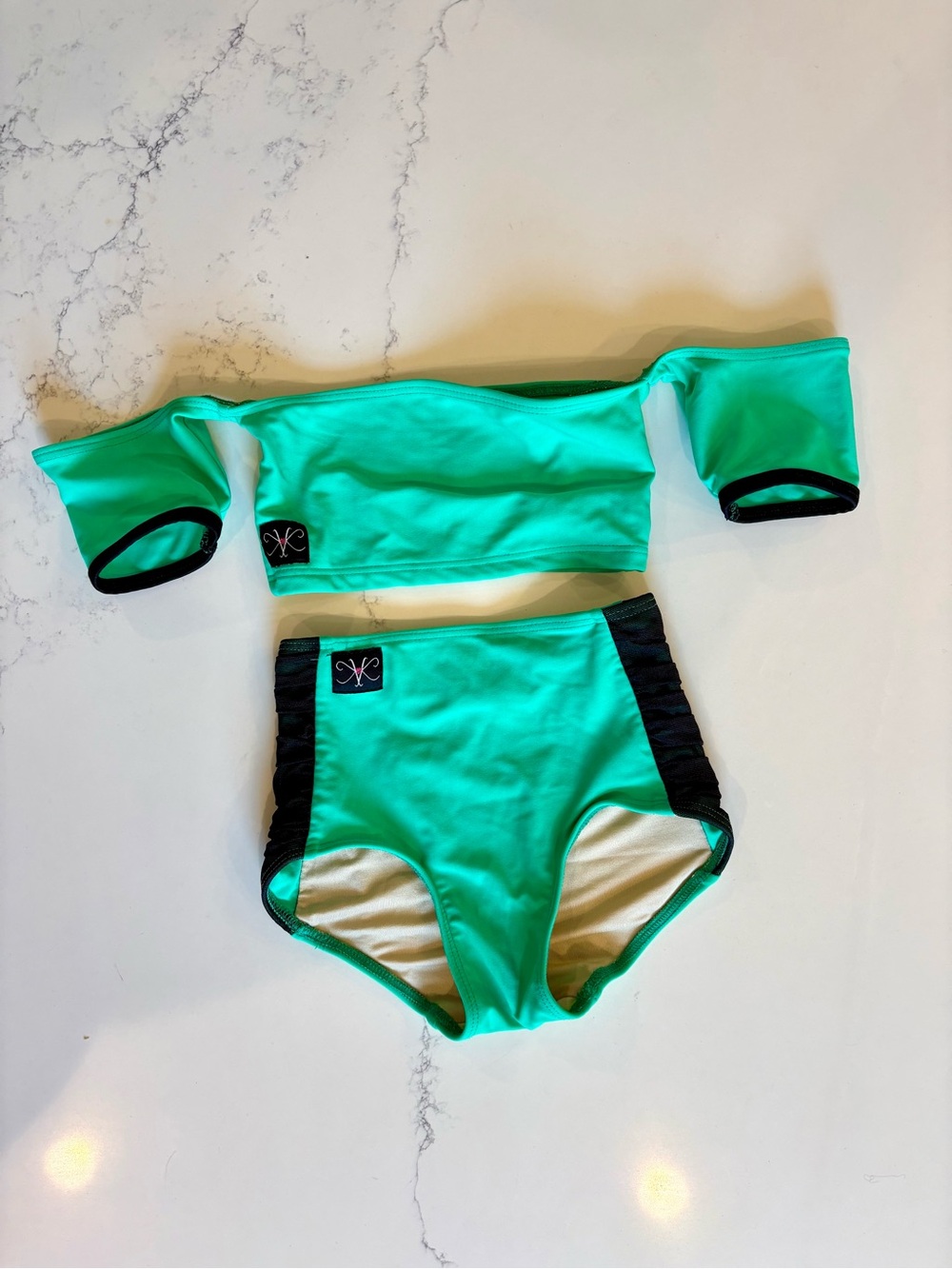 Kandi Kouture Aqua Two-Piece Set with Black Trim
